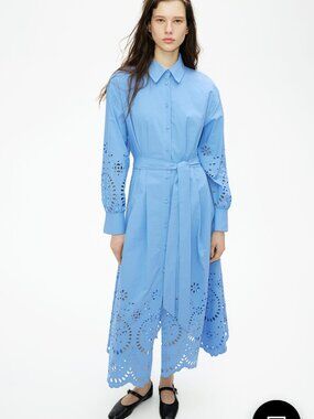 H&M Eyelet Embroidered Shirt Dress